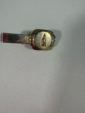 Gold-Tone Men's Tie Clip with Religious Medallion